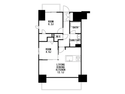 SーRESIDENCE亀島駅前BLAZE(2LDK/5階)の間取り写真