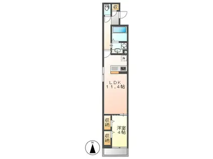 エトワール桜山II(1LDK/2階)の間取り写真
