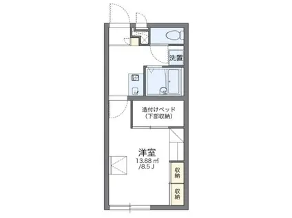 レオパレスガーデンヴィラ(1K/1階)の間取り写真