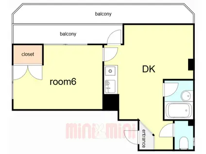 大谷ビル(1DK/7階)の間取り写真