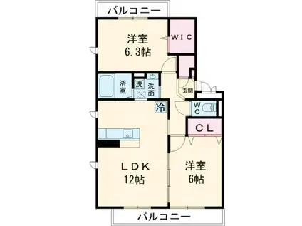 ファミーユ・M(2LDK/2階)の間取り写真
