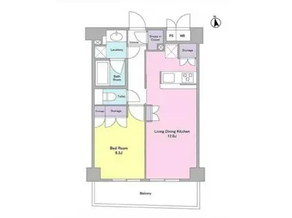 シティカレント代官山(1LDK/1階)の間取り写真