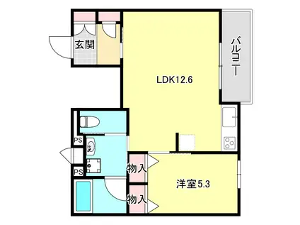 ソフィット六甲(1LDK/3階)の間取り写真