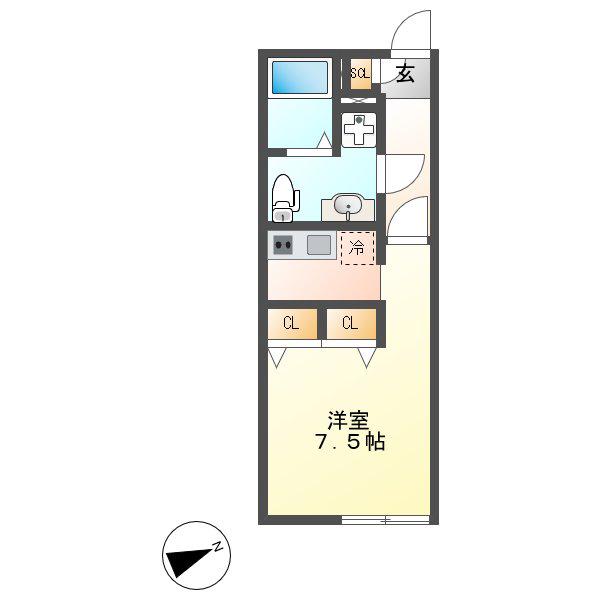 BRANCHE千種公園(1K/2階)の間取り写真