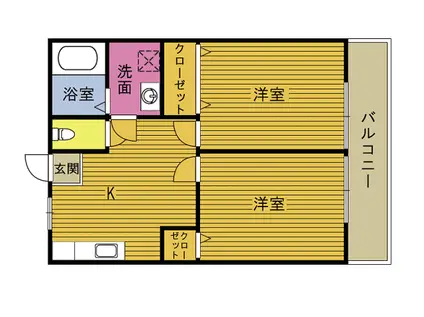 R22番館(2DK/1階)の間取り写真