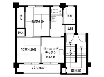 小田急小田原線 伊勢原駅 徒歩12分 5階建 築63年(2DK/1階)の間取り写真