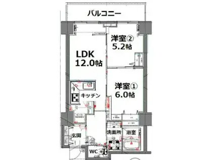 シティコート目黒2棟(2LDK/4階)の間取り写真