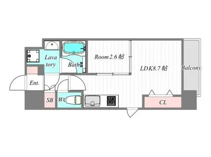 ジオエント福島野田レジデンス(1LDK/7階)の間取り写真