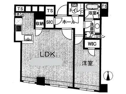 BRILLIA TOWER堂島(1LDK/38階)の間取り写真