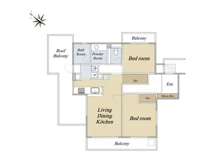 ユーロハイツ鎌倉長谷(2LDK/3階)の間取り写真