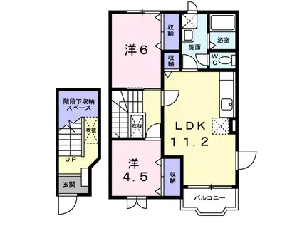 ＪＲ七尾線 高松駅(石川) 徒歩14分 2階建 築26年(2LDK/2階)の間取り写真