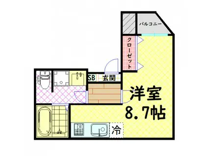 シャトーレ立葉(ワンルーム/4階)の間取り写真