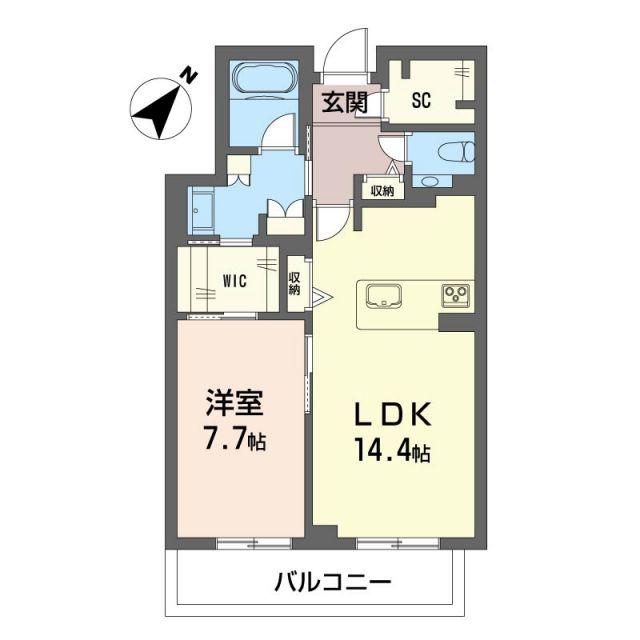 ウィズプラス浦和美園ウエストD棟(1LDK/3階)の間取り写真