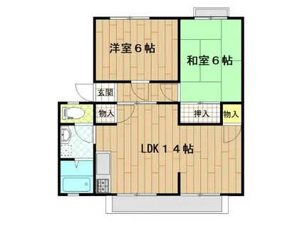 コーポ白樺館M2(2LDK/2階)の間取り写真