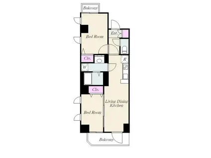 N-STAGE中野新橋(2LDK/6階)の間取り写真