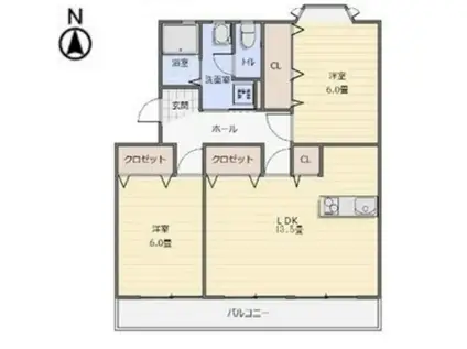 衣浦マンションA棟(2LDK/1階)の間取り写真