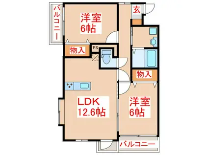 CRESCENT(2LDK/3階)の間取り写真