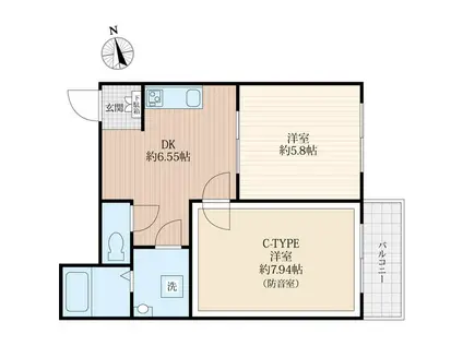 ラシクラス日暮里(2DK/2階)の間取り写真