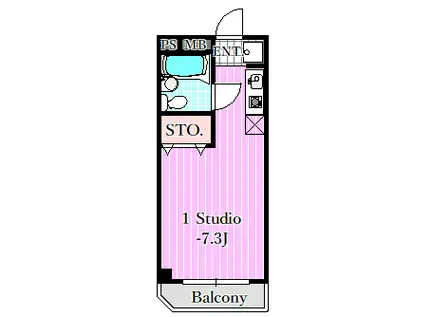 ベイグランデ北栄(1K/4階)の間取り写真
