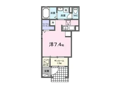 ゴールド ティアラ(ワンルーム/1階)の間取り写真