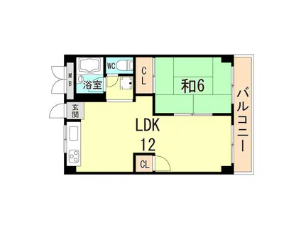 高取台ハイツ(1LDK/4階)の間取り写真