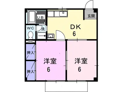ニューシティー本間(2DK/1階)の間取り写真