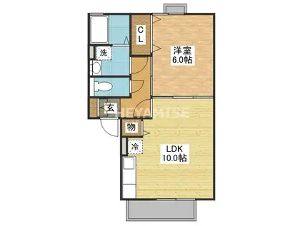 メルベーユ尾崎(1LDK/2階)の間取り写真