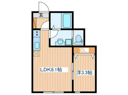 ラフィーノ新富町(1LDK/1階)の間取り写真