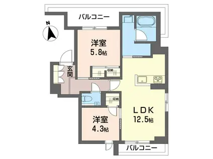 グランソワM(2LDK/1階)の間取り写真