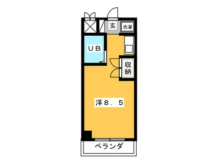 グリーンヒルズ(ワンルーム/4階)の間取り写真