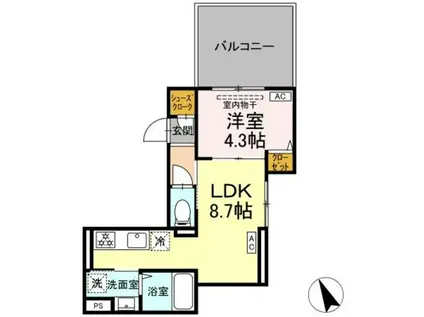 中野区鷺宮3丁目PJ(1LDK/3階)の間取り写真