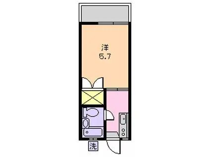 ドエル山崎Ⅱ(1K/2階)の間取り写真