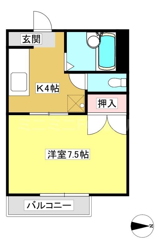 グランドソレーユ森(1K/1階)の間取り写真