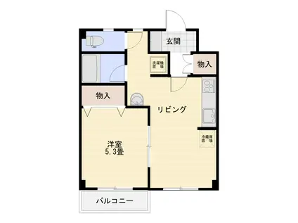 フラット湘南(1LDK/3階)の間取り写真