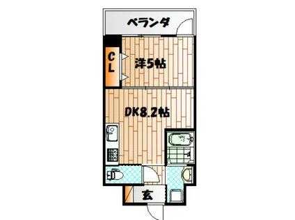 NO.50 アプリオ南小倉(1DK/2階)の間取り写真