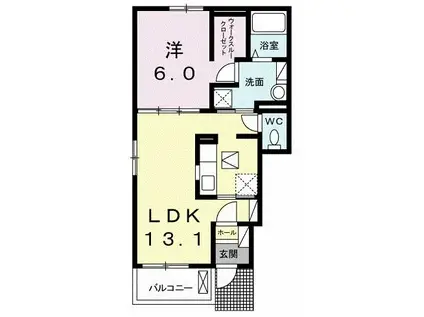 ヴィラ・アルバーダ B(1LDK/1階)の間取り写真