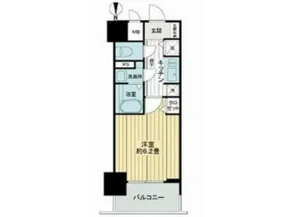 プレサンスタワー北浜(1K/5階)の間取り写真