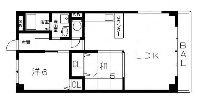 第3コーポ平野(2LDK/3階)の間取り写真