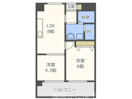 フリージア城南(2DK/3階)の間取り写真