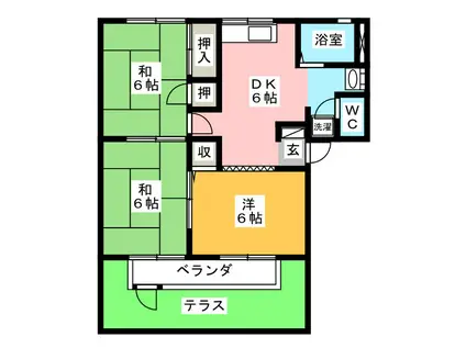 コーポゴトウフローラII(3DK/1階)の間取り写真