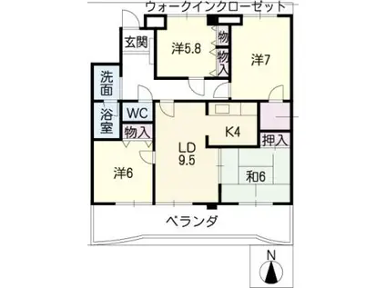 メゾン・ファミール(4LDK/2階)の間取り写真