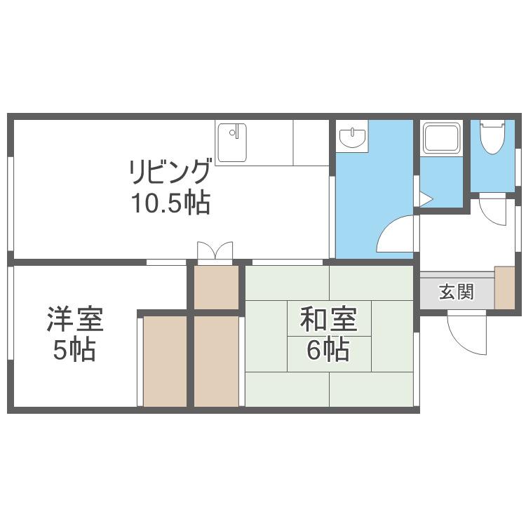 コーポC石川(2LDK/2階)の間取り写真