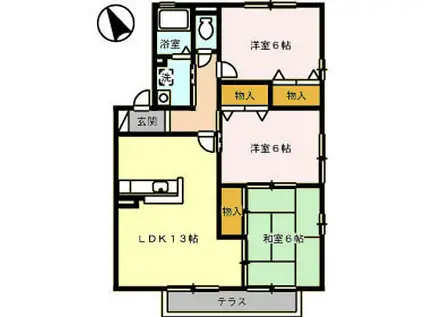 ウィルモア床波A(3LDK/1階)の間取り写真
