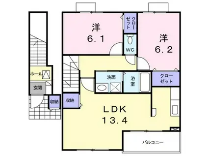 アルカディアIV(2LDK/2階)の間取り写真