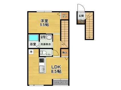 チャンドゥM(1LDK/2階)の間取り写真