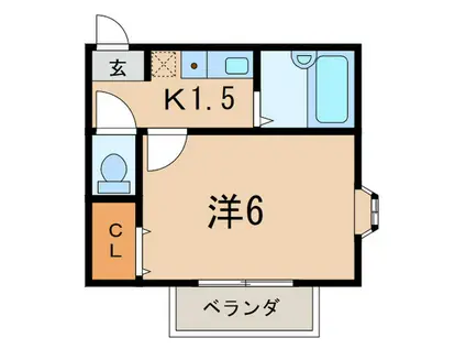 クオリティ宝塚(1K/2階)の間取り写真