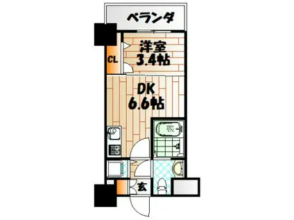 NO.71オリエントトラストタワー(1DK/31階)の間取り写真