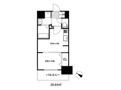 プレサンス神戸水木通ルミエス(1DK/7階)の間取り写真