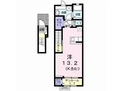 ボンヌ・シャンスII(1K/2階)の間取り写真