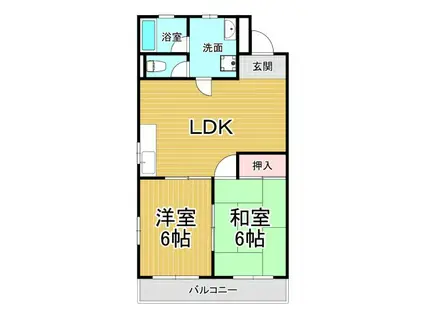 ルネ若草(2LDK/2階)の間取り写真